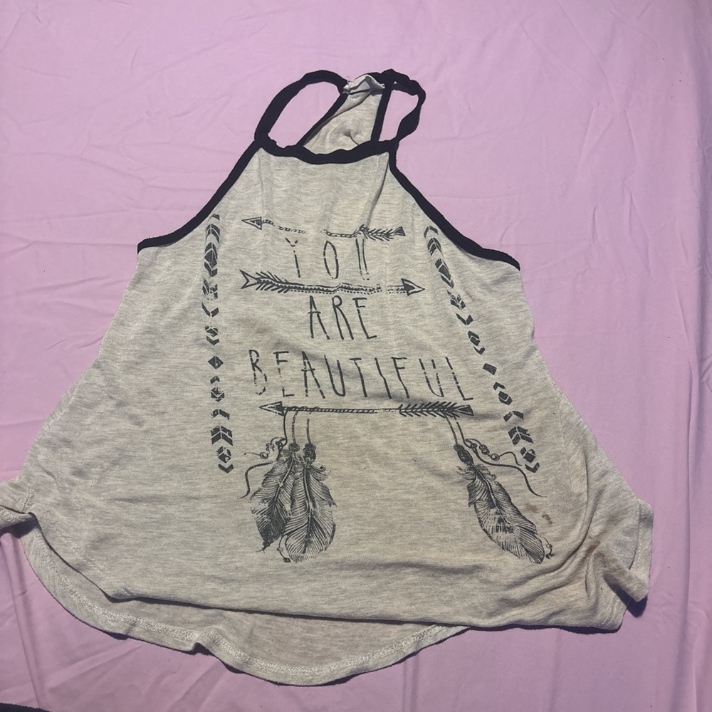 Gray Sleeveless Top with Inspirational Print